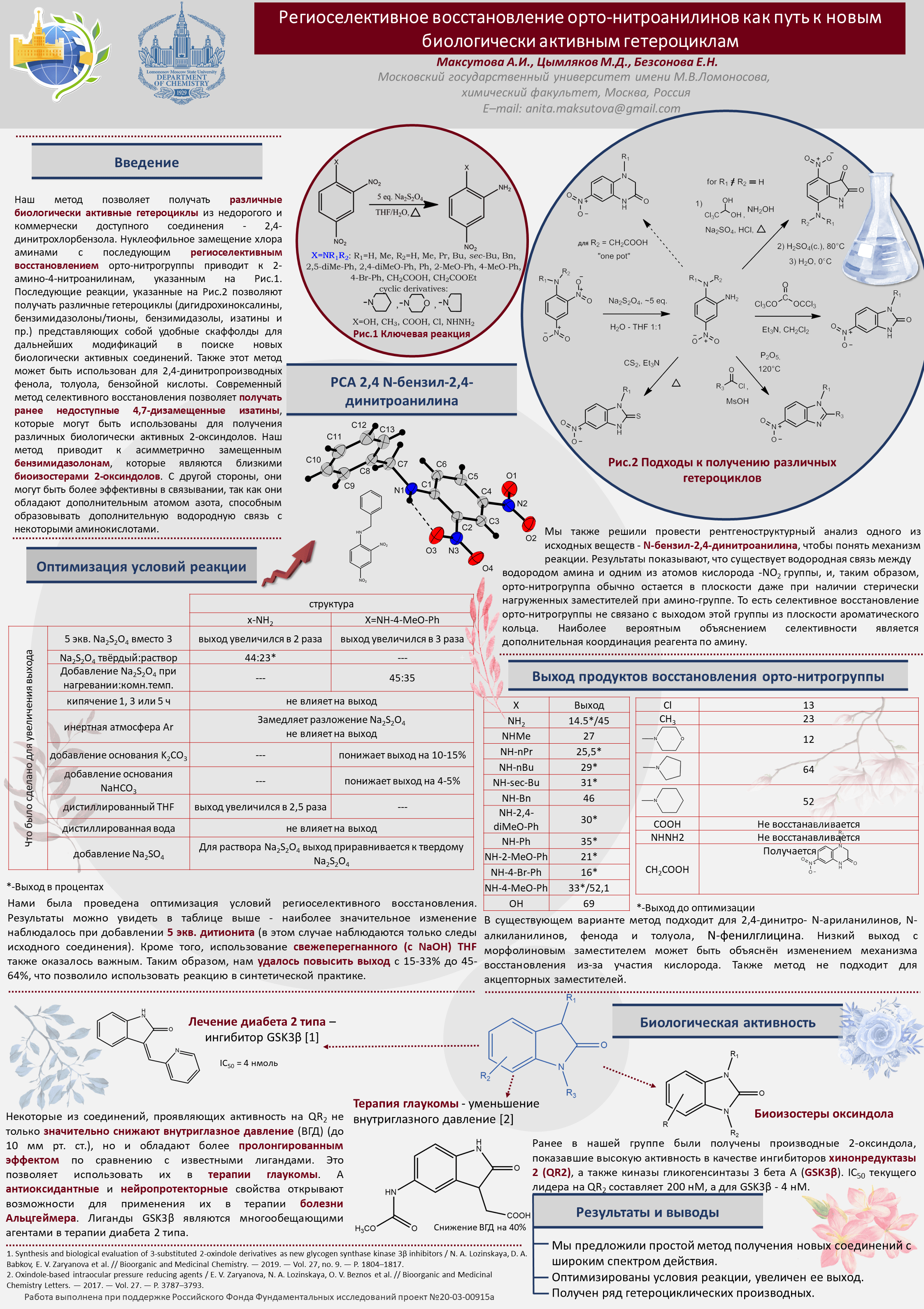 Региоселективное восстановление орто-нитроанилинов как путь к новым  биологически активным гетероциклам — Секция 